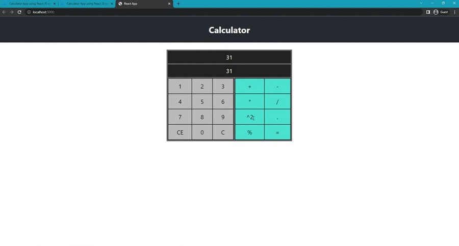 Calculator App using React JS Preview