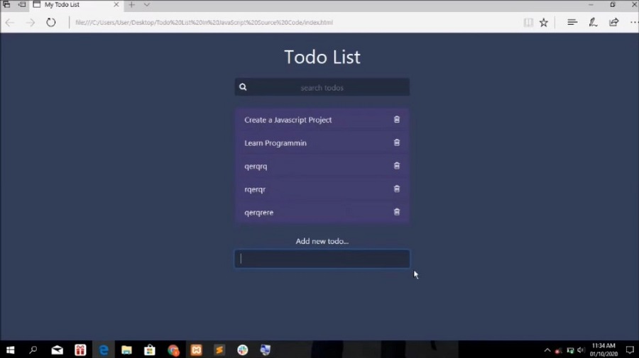 Download Todo List Source Code in JavaScript